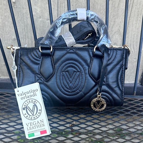 Valentino Orlandi Black Quilted Crossbody Bag with Bag Charm - Picture 7 of 16